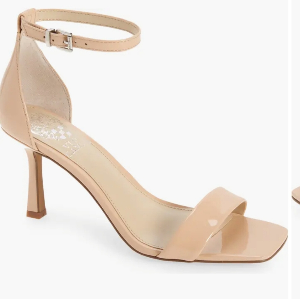 Vince Camuto Enella ankle strap high heel with square toe.